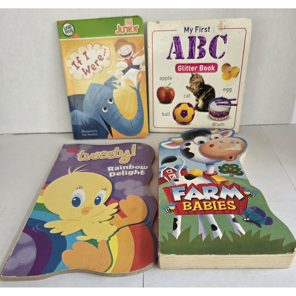 Lot of 4 Children’s Board Books – LeapFrog, Tweety, ABC, Farm Babies – Toddler